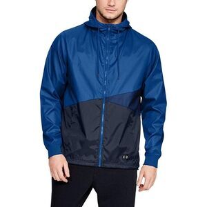 New Under Armour Men US S Sports Jacket Windbreaker Black Blue Lightweight 